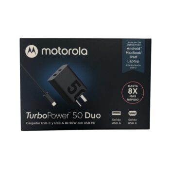 Cargador Motorola 50W doble puerto con cable C a C CAJA