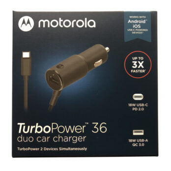 Cargador auto Motorola 36W con cable tipo C + USB CAJA